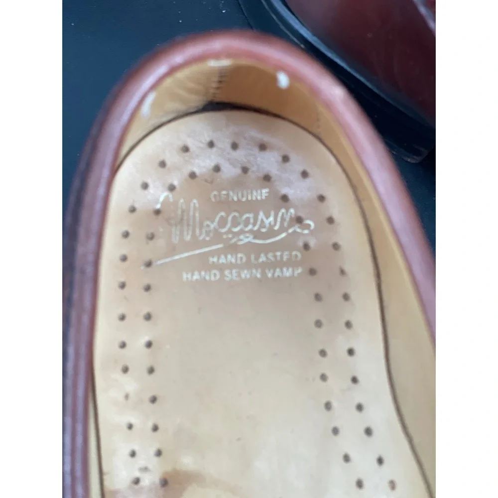 Genuine Moccasins Mens Burgundy Leather Kiltie Loafers Slip On 9.5B‎